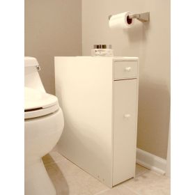 Space Saving Bathroom Floor Cabinet in White Wood Finish
