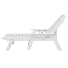 Outdoor Chaise Lounge Chair 6 Position Adjustable Reclining Bench Lounger White