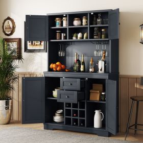 Coffee Bar Cabinet Kitchen Cabinet with Storage, Farmhouse Wine Cabinet with Drawers shelves and cabinets