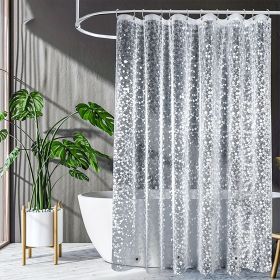 Clear Pebble Shower Curtain Liner 3D Transparent EVA Bathroom Curtain Liner Plastic Waterproof Shower Partition 71x71 Inches with Grommet Eyelets