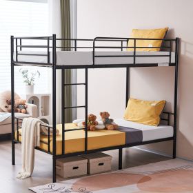 Modern Double Layer Bunk Bed with Sturdy Metal Frame Safety Guardrails Underbed Storage Space for Kids Teens Adults Easy Assembly No Box Spring N