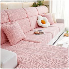 Jacquard velvet full set sofa cover, new fabric, sofa special anti slip sticker, sofa cover, backrest cover, towel (Color: Water Lotus Pink, size: Pillow cover 45 * 45cm)